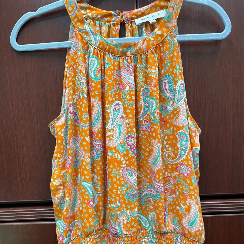Rose and Olive Sleeveless  Blouse Size S